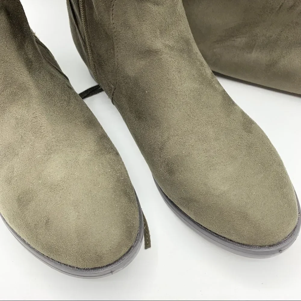 Charlotte Russe Wide Over‎ the Knee Olive Faux Suede Boots 10W